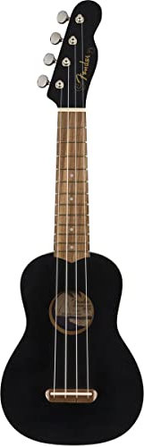 Fender Venice Sopran-Ukulele, Schwarz – Klassische Ukulele, leicht & kompakt, warmer Klang, komfortables Spielgefühl, ideal für Anfänger & Fortgeschrittene, inkl. virtueller Fender Play Kurse