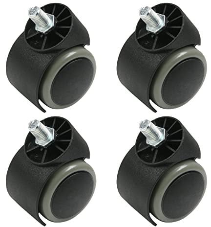 MroMax Office Chair Casters Wheels 1.97 Inch PU Twin Wheel Threaded Stem Swivel Caster Gray 4pcs