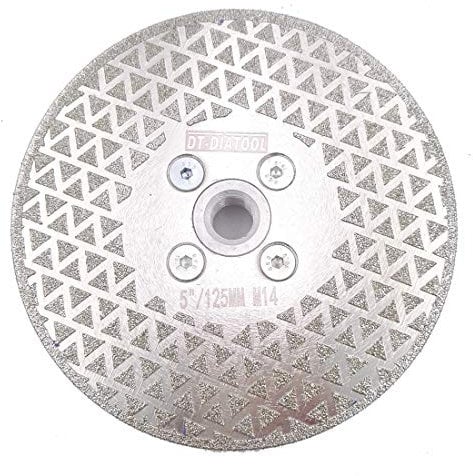 DT-DIATOOL Disque Diamanté à Tronçonner et à Meuler 125 mm x M14 Double Face Électroplaqué pour Pierre Marbre Carreaux Granit