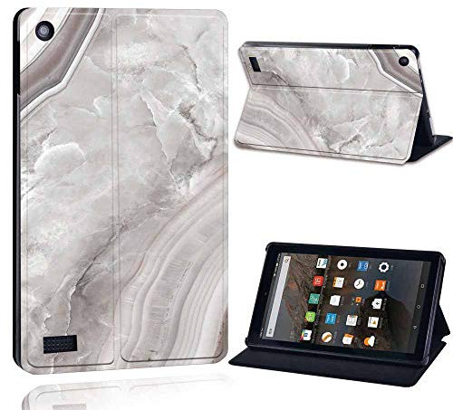 FINDING CASE Fit Amazon Fire 7 (9th Gen 2019) Tablet - Printed PU Flip Leather Smart Lightweight Shell Stand Cover Case for Fire 7 (9th Gen 2019) (Fire 7 (9th Gen 2019), bardiglio gray marble)