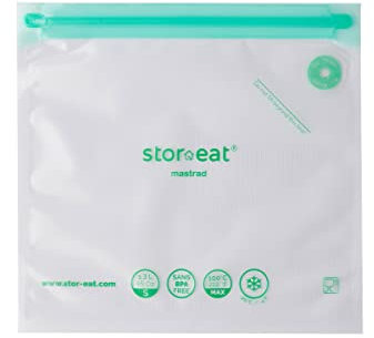 MASTRAD – Sac Intelligent Stor’eat – Sacs Sous Vide Réutilisables - Préserve les Nutriments - Cuisson Saine - Lot de 10-22 x 21 cm – 1,3 L