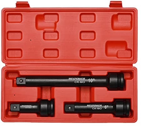 MIXPOWER 3/4-Inch Drive Impact Extension Bar, Chrome Molybdenum Steel, 3-Piece Set, 4”, 6”, 10” Ext. Bar.