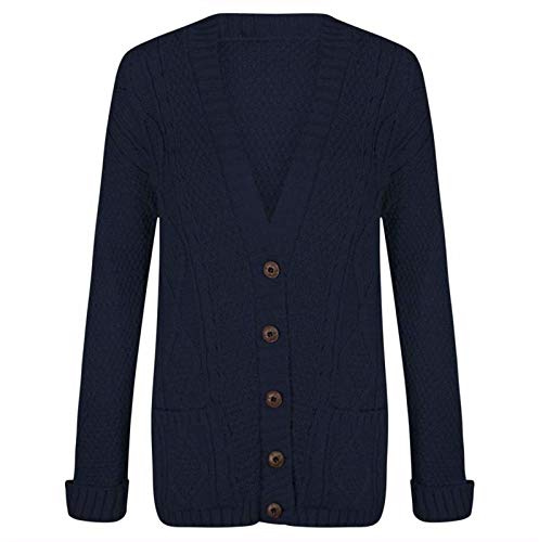 WearAll Womens Cable Knitted Button Cardigan Long Sleeve Ladies Boyfriend Top Sizes 8-14