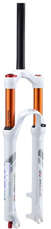 26 27.5 MTB Cycling Air Front Fork, 120mm Travel Lightweight Alloy 1-1/8 Mountain Bike Suspension Forks - White/Black