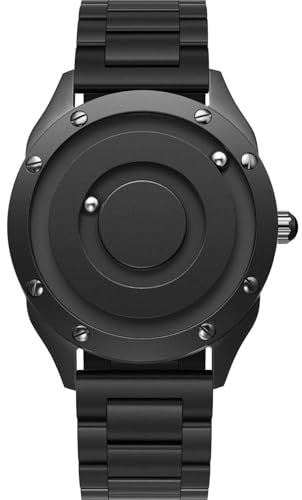 EUTOUR Uhren Herren Herrenuhr Magnet Uhr kein Glas Kugellager Quarz Armbanduhr für Männer mit Edelstahl Armband Schwarz-40mm