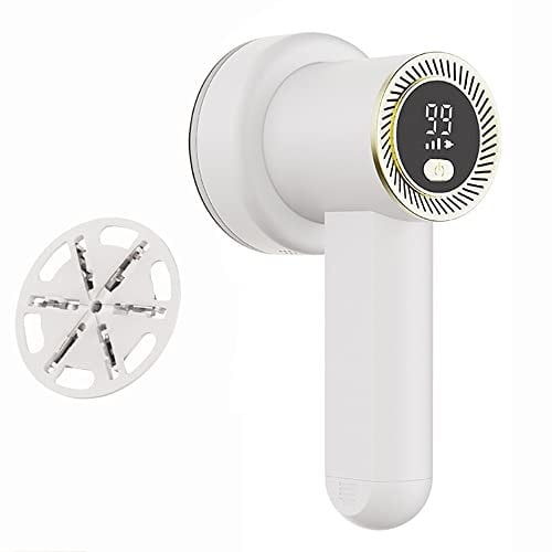 angroups Electric Lint Remover, Rechargeable Fabric Shaver with 6-Leaf Blades and LED Digital Display,Fabric Defuzzer,Quickly and Effectively for Clothes Couch Blanket Curtain Socks Legging