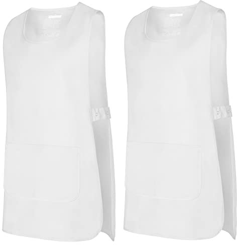 MISEMIYA - Paket 2 Einheiten - REINIGUNGSSCHÜRZE ARBEITSEINHEITLICHE KLINISCHE MEDIZINISCHE Reinigung TIERÄRZTLICHE SANITÄRE GASTFREUNDSCHA - Large, Weiß 21