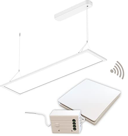 ELG Leuchten LED Pendelleuchte mit Funkschalterset 50 Watt 4000K (4950lm) direkt (70%) indirekt (30%) strahlend Bürolampe Arbeitsplatzleuchte Hängeleuchte Designleuchte Pendellampe
