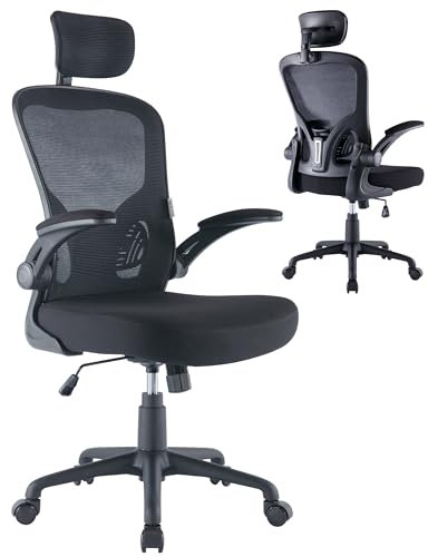 ZIK - Sedia Ergonomica da Ufficio, Scrivania, con Supporto Lombare e Regolazione Schienale, Sedia da Ufficio con Rotelle e Braccioli Reclinabili, Poggiatesta Oscillante e Regolabile