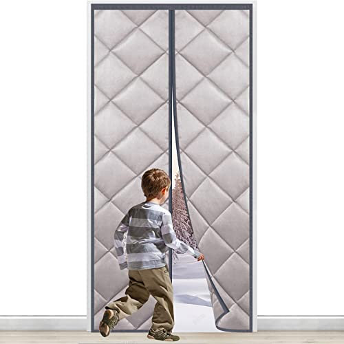 Magnet Wärmeschutzvorhang für Türen, neuestes Modell, Thermo Türvorhang, Isolier Schutz Vorhang, Haustierfreundlich, Wasserdicht, Winddicht, Volle Größe, 85x185cm Rauchgrau