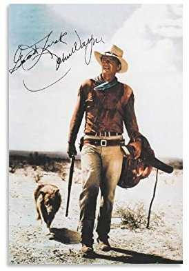 Enartly Leinwand Druck Poster Große amerikanische Schauspieler John Wayne Signedscm Poster Leinwand Wandkunst Bilder für Schlafzimmer Wandkunst Geschenke Dekor 30x50cm Kein Rahmen