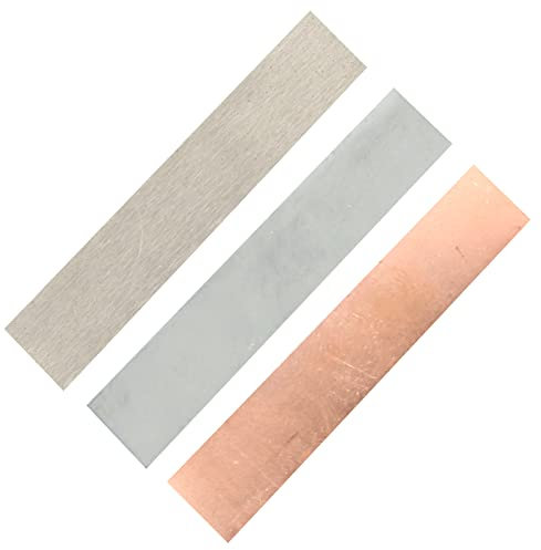 Juego de hojas de ánodo-25 x 152 x 1 mm, 1 hoja de ánodo de níquel puro, 1 hoja de ánodo de cobre y 1 hoja de ánodo de zinc, para revestimiento y galvanoplastia