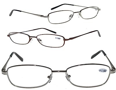 V-VAPE 1 X Reading Glasses With Designer Metal Frame Clear Lens Strengths (RANDOM, 1.25, multiplier_x)