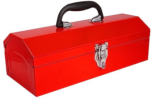 MANUFORE 16 Metal Tool Box Lightweight and Sturdy Storage Box Made of Heavy Steel and Nicely Finished and Painted