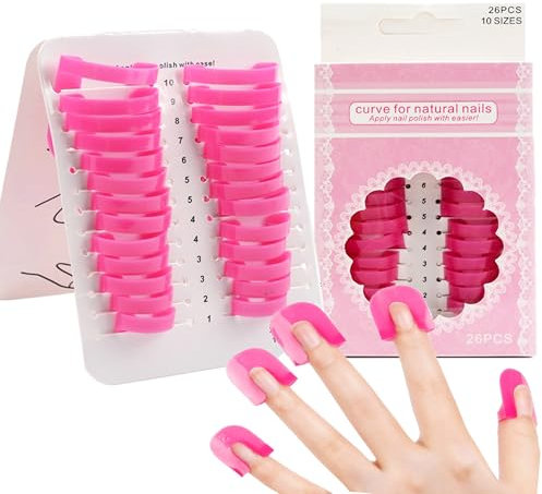 JIAMIAN 26pcs Nail Polish Stencil, Nail Polish Protector Stencil, Nail Art Cuticle Guard Skin Barrier Protector Gel Nail Tips Forms Anti Spill Holder Clip Cap