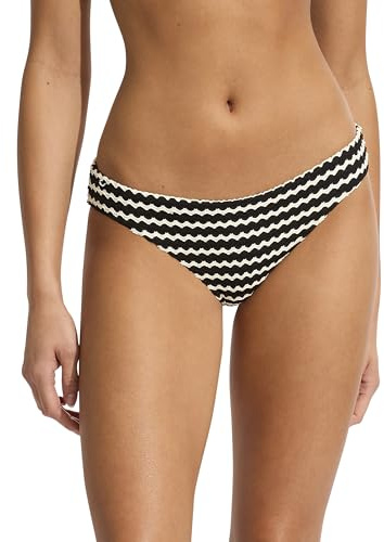 Seafolly Damen-Bikinihose, Standard, Hipster, volle Abdeckung, Badeanzug, Netz-Effekt, schwarz, 38