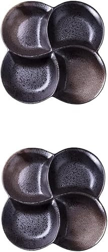 CASOTA Platos de Porcelana for Dieta Platos de Cena divididos de Porcelana Juegos de vajilla Plato de Control de porciones for una alimentación Saludable y pérdida de Peso, Juego de 2