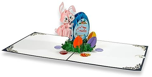 paperdora® 3D Pop-Up-Karte „Ostern“ mit Umschlag und Wachssiegel - Karte Glückwunschkarte Grußkarte Geschenkkarte Geschenk Gutschein