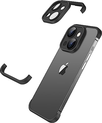 MIMGOAL Hülle für iPhone 14 Bumper Case mit Kameraschutz, Stoßdämpfende Schutzhülle im Schlanken Design Rahmenloses Dünn Slim Lightweight Cover für iPhone 14 Frameless Slim Case, Schwarz