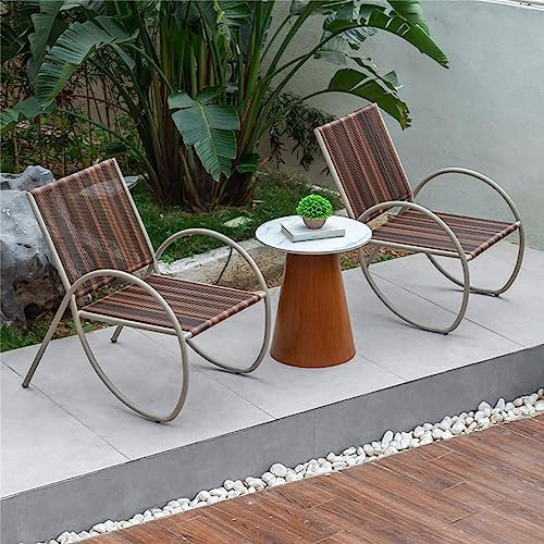 JHKZUDG 3-Teiliges Terrassenmöbel-Set,Rattan-Korbmöbel,Terrassen-Rattanstühle Und Couchtisch Im Freien,Balkonmöbel-Set,Für Garten, Outdoor, Hinterhof