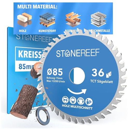 Lame de scie circulaire, 85 x 15 mm, avec adaptateur pour alésage de 20 et 16 mm, compatible avec meuleuse d'angle Bosch, Makita, etc. - Lame de scie circulaire résistante aux ongles - Pour bois et