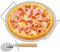 FUNSUEI Piedra de pizza de 33 cm con soporte de metal y cortador de pizza, platos de piedra para horno para hornear pan