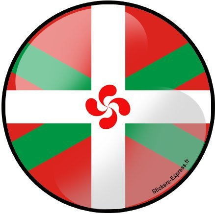 Drapeau croix basque rond - 15cm - Autocollant/Sticker