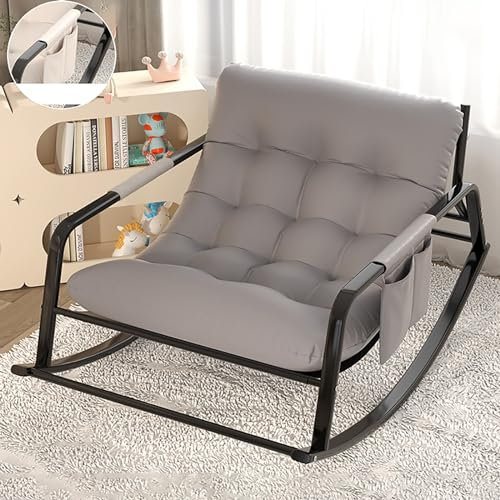 Relaxliege Liegestuhl Gartenliege Schaukelsessel Ergonomische Relaxsessel mit Seitentaschen und Armlehne Liegestuhl wetterfest für Drinnen Draußen Wohnzimmer Schlafzimmer und Balkon. ( Color : Gray ,