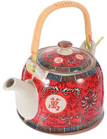 MUCKLILY Tetera Con Asa De Cerámica Estilo Vintage Para Preparación De Té y Bebidas