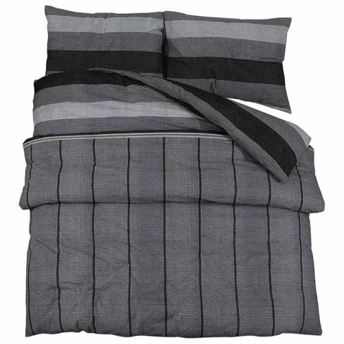 vidaXL Bettwäsche Set, Bettbezug in elegantem Look, Deckenbezug Kissenbezug mit verstecktem Knopfverschluss, Bettdeckenbezug Duvetbezug, Dunkelgrau 260x240cm Baumwolle