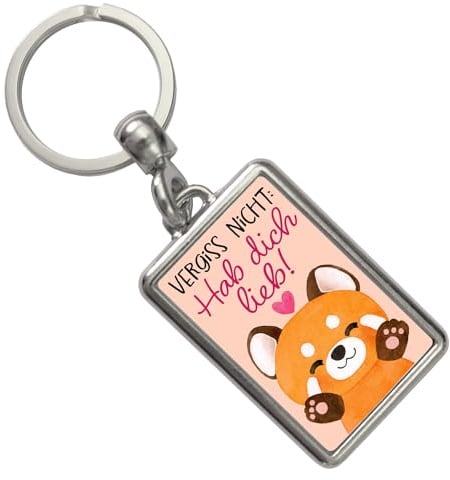 speecheese Roter Panda Schlüsselanhänger mit Spruch Vergiss nicht Hab dich lieb Kawaii Katze Glücksbringer Liebe Freundschaft Valentinstagsgeschenk Freundin