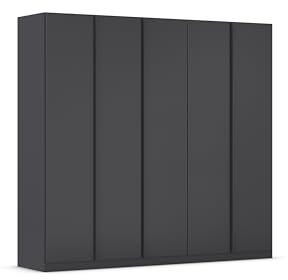 Rauch Möbel MONOSTAR, Kleiderschrank, Farbe Grau metallic, Breite 226 cm | Schrank, Garderobenschrank, 5-türig, Zubehör Premium, für Schlafzimmer, Kinderzimmer, Jugendzimmer, Garderobe, Flur