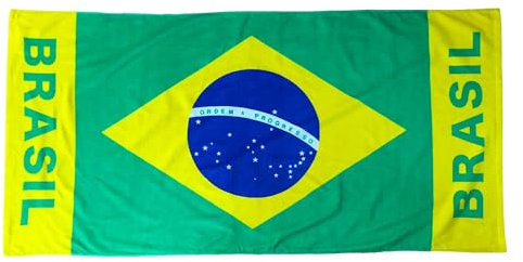 Beyond Happy Strand- und Badetuch mit Brasilien-Flagge, 100 % Baumwolle, 150 x 75 cm, Brasilien-Strandtuch, großes Badetuch für brasilianische Sportfans