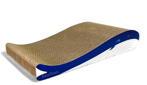 PetsTown Tabla rascadora para gatos con hierba gatera orgánica, protector de muebles [45 x 24 x 8 cms] (ballena bebé)