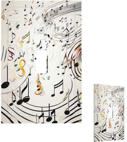 Wandplatte mit Musiknoten-Druck, Kippschalterplatte, 1-Gang, dekorative Lichtschalter-Abdeckung für elektrische Wandplatte, 12,7 x 7,6 cm, Steckerabdeckung für Bauernhaus, Schlafzimmer