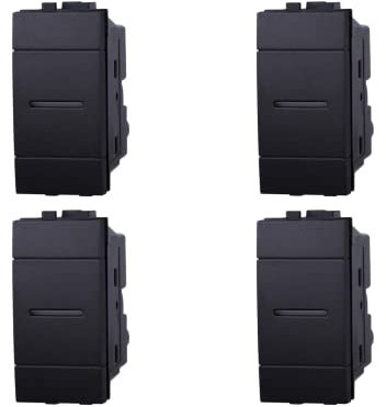 Interruttore Assiale 1P 16A Unipolare, Compatibile Con Bticino Living Light (4 Pezzi, Nero)