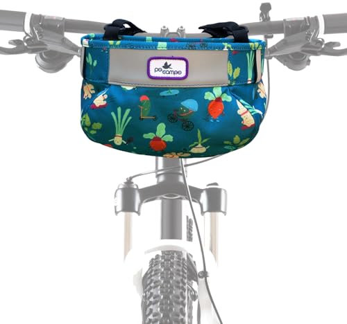 Po Campo Kids Bike Basket - Der Original Whoosh Bike Basket - Lenkertasche für Kinder - Wasserdichter Stoff Fahrradkorb für Jungen, Mädchen, Kleinkinderfahrräder oder Roller (Veggie)