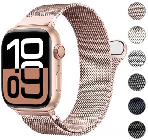 ORRLBB Patentiert Ersatzarmband Kompatibel mit Apple Watch Armband Series 10 9 8 7 6 5 4 3 SE2 SE Ultra2 Ultra Damen Herren, Milanaise Armbänder für iWatch 49mm 46mm 45mm 44mm 42mm 41mm 40mm 38mm