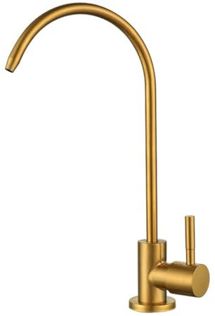 Umkehrosmose Wasserhahn für Küche Kaltwasser Armaturen 360° Drehbarer Schwanenhals Spültischarmatur,Gebürstetes Gold