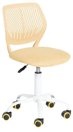 FurnitureR Bunte Schreibtischstuhl, Modernes verstellbares Design Computer Sitz, Swivel Armless Stuhl, Kinderzimmer, Home Office Task Chair, Morandi Stoff Gelb