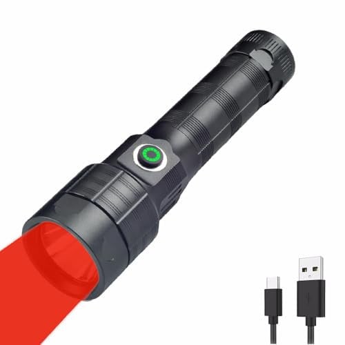 LUXJUMPER Red Light Torch, 620nm Light Cup Focus Red LED Torches, 5 Modes Tactical LED Red Flashlight, Night Vision Astronomy Fishing Aviation Predator Light, Battery Include
