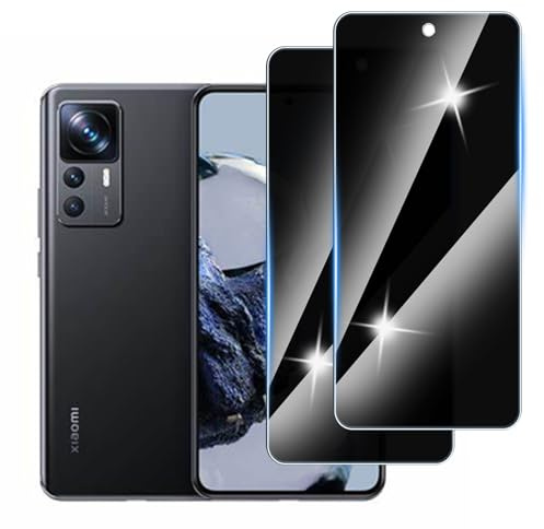 Hirshen [2 Pièces] Anti-Espion Verre Trempé pour Xiaomi 12T Pro, Confidentialité Protecteur d'Écran Verre,Anti Rayures, 9H Dureté,Sans Bulles