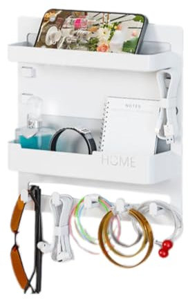 Generisch Nachttisch Wandregal Organizer - Wandmontage Selbstklebend Nachttisch Wandhalterung Für Aufbewahrung Handy, Brille, Schlüssel, Kamera, Wecker