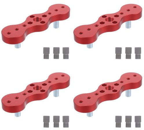 Gadpiparty 4 Sätze Zimmerei-Locator holzbohrer drill locator bohrlochmarkierer Schranktürlehre Bausatz pro Zubehörvorrichtungen für Elektrowerkzeuge Taschenschraube Aluminiumlegierung rot