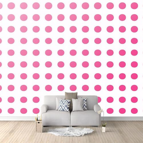 Einfache kreative rosa Punkte Tapete Fototapete 3d Effekt 300 x 210 cm (B x H) Vlies Tapeten mit Geruchsfreiheit Wandposter Wandkunst, Weiß Wandbild Wanddeko für Wohnzimmer Schlafzimmer