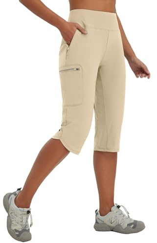 baleaf Damen Wanderhose Cargohose Atmungsaktiv Elastische Outdoorhose Trekkinghose Schnelltrockend Leicht mit Reißverschlusstasche