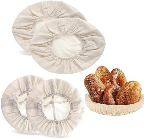 Sourdough Basket Liner Cloth,4 Pcs Bread Proofing Basket Cloth Liner Reusable Sourdough Baking Dough Baskets Cover for Proving Baking Supplies