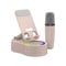 Wireless Induction Bluetooth Speaker 5-in-1 with 3000mAh Power Bank & Microphone, 360° Rotating Phone Holder, Foldable Portable for iPhone Android Tablet (Pink 1 Microphone)