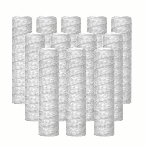 12 cartucce filtro acqua avvolte in corda da 10'' x 2,5'', di ricambio, filtri per sedimenti da 5 micron per tutta la casa, per acqua di pozzo
