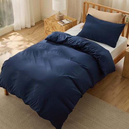 BEDSURE Bettwäsche 135x200 2teilig Blau - 1 Bettbezug 135x200 cm + 1 Kissenbezug 50X75 cm, ÖKO-TEX Bettwäsche-Sets Blau Polyester mit Reißverschluss